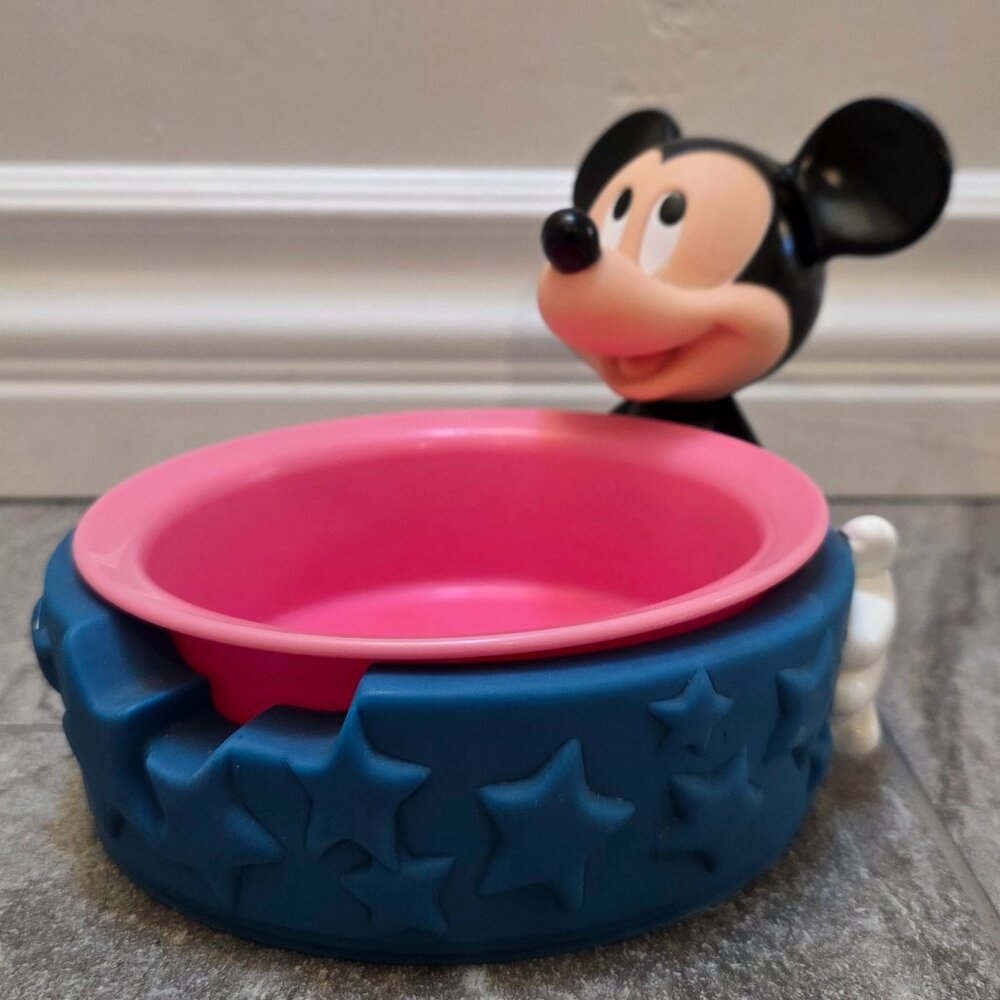 Vintage Applause Disney Mickey Mouse Cat/Dog Water Or Food Bowl & Bowl Holder